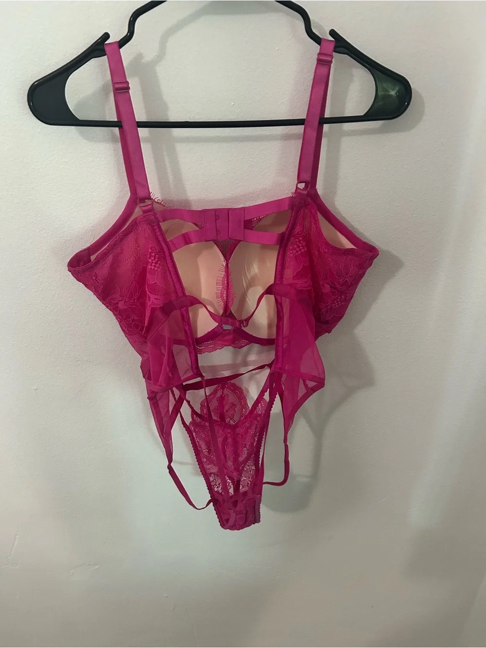Victoria's Secret Fuchsia Lace Underwire Teddy